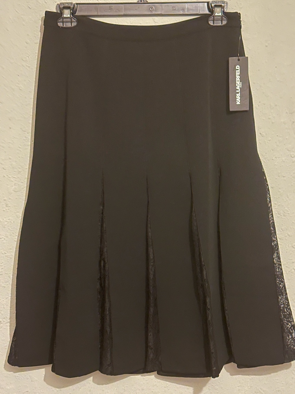 Karl Lagerfeld Women's Lace Inset Midi Skirt - Picture 6 of 15